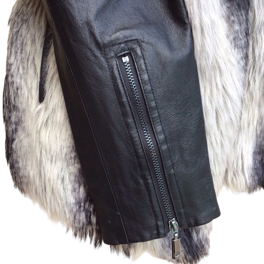 Stella & Jaime Chamonix Genuine Leather & Faux Fur Jacket Size Small - Picture 13 of 14